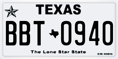 TX license plate BBT0940