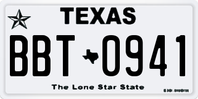 TX license plate BBT0941