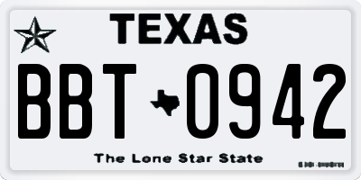 TX license plate BBT0942