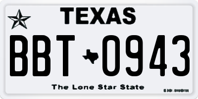 TX license plate BBT0943