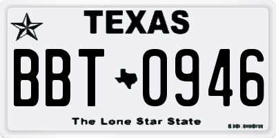 TX license plate BBT0946