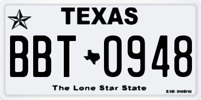 TX license plate BBT0948