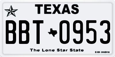 TX license plate BBT0953