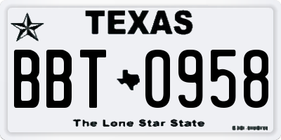 TX license plate BBT0958