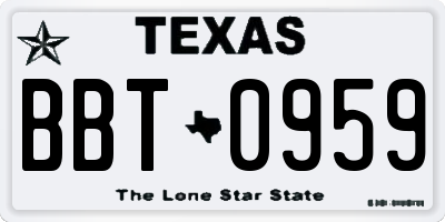 TX license plate BBT0959
