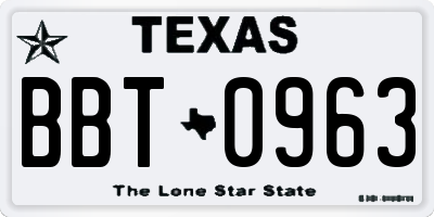 TX license plate BBT0963