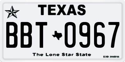 TX license plate BBT0967