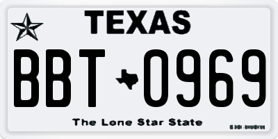 TX license plate BBT0969