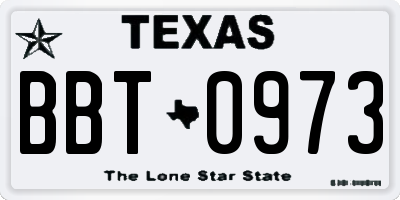 TX license plate BBT0973