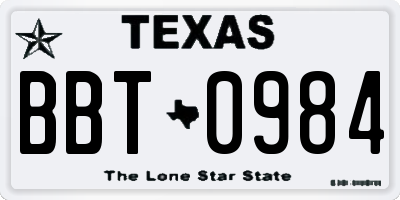 TX license plate BBT0984