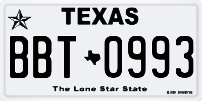 TX license plate BBT0993