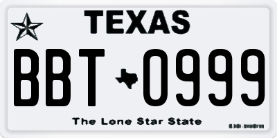TX license plate BBT0999