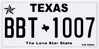 TX license plate BBT1007