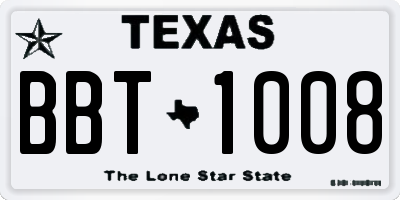 TX license plate BBT1008