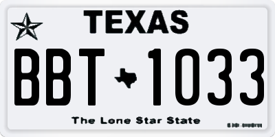TX license plate BBT1033