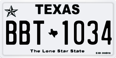 TX license plate BBT1034