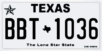TX license plate BBT1036