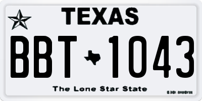 TX license plate BBT1043