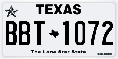 TX license plate BBT1072