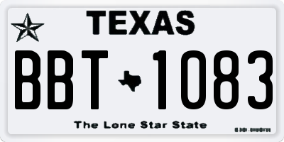 TX license plate BBT1083
