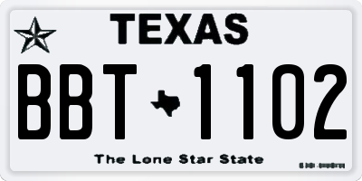TX license plate BBT1102