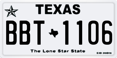 TX license plate BBT1106