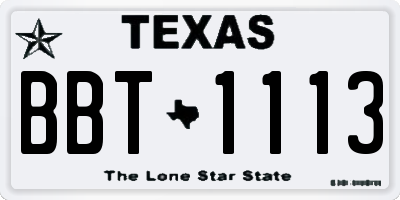 TX license plate BBT1113