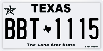 TX license plate BBT1115