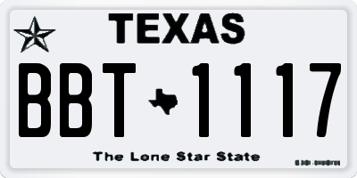 TX license plate BBT1117