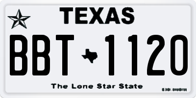 TX license plate BBT1120