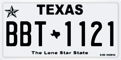 TX license plate BBT1121