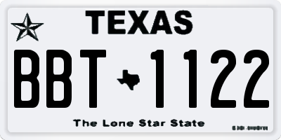 TX license plate BBT1122