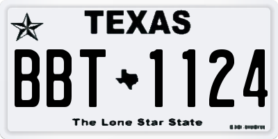 TX license plate BBT1124