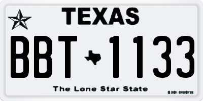 TX license plate BBT1133