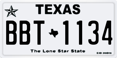 TX license plate BBT1134