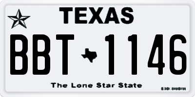 TX license plate BBT1146