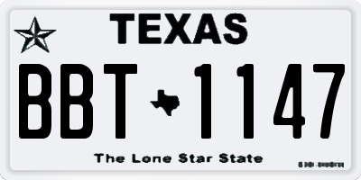 TX license plate BBT1147