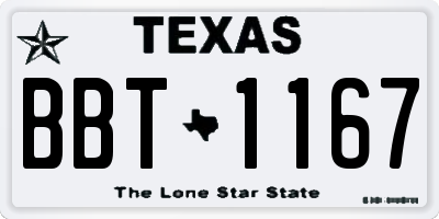 TX license plate BBT1167
