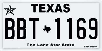 TX license plate BBT1169