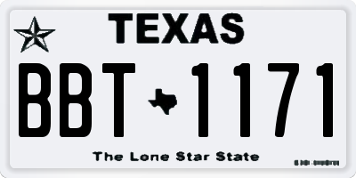 TX license plate BBT1171