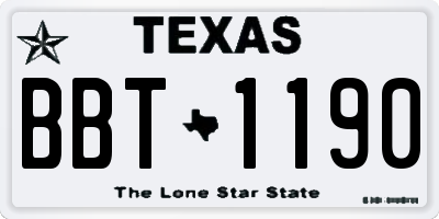 TX license plate BBT1190