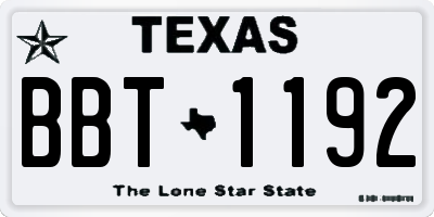 TX license plate BBT1192