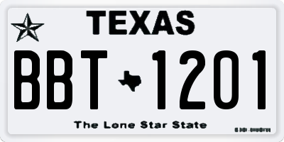 TX license plate BBT1201