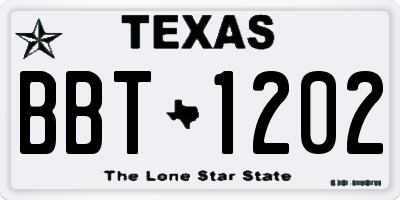 TX license plate BBT1202
