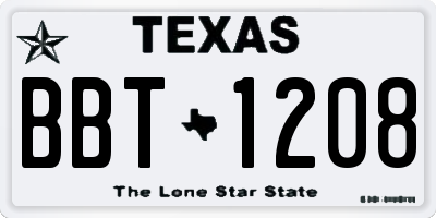 TX license plate BBT1208