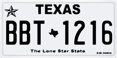 TX license plate BBT1216