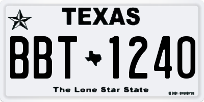 TX license plate BBT1240