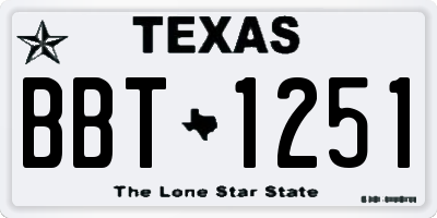 TX license plate BBT1251