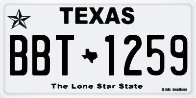 TX license plate BBT1259
