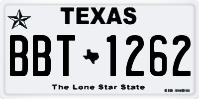 TX license plate BBT1262